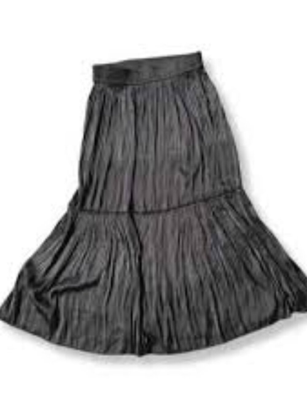 Rachel Zoe Black Pleated Satin Tiered Maxi Skirt